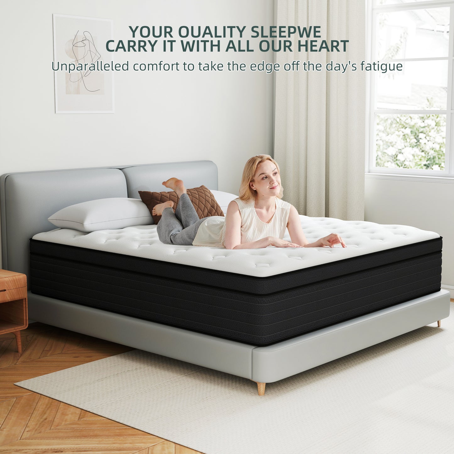 lemontalking 8/10/12/14 INCH TWIN FULL QUEEN KING MATTRESS MEDIUM COMFORT TWIN SIZE FOR ADULT HYBRID MATTRESS IN A BOX