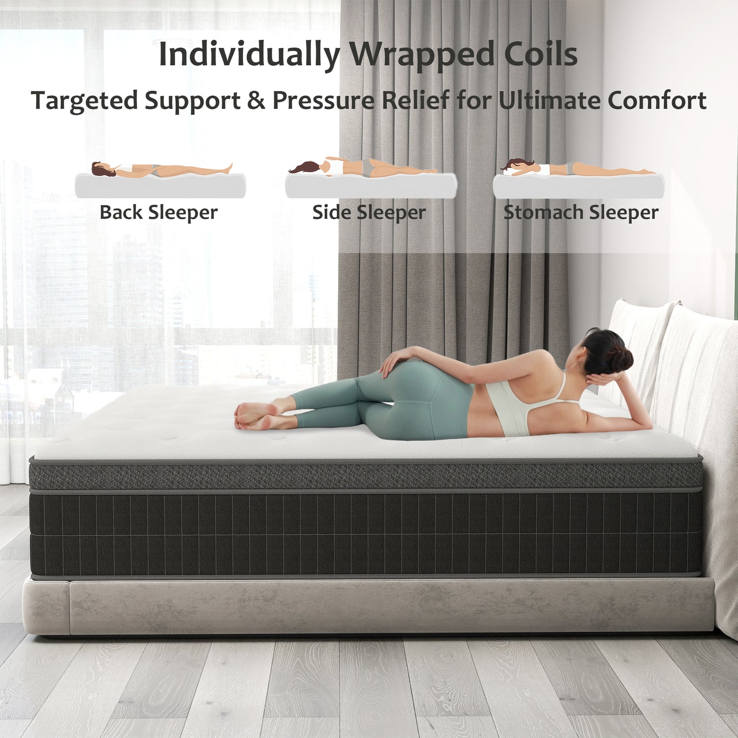 Mulinature 10/12/14 INCH TWIN FULL QUEEN KING MATTRESS MEDIUM COMFORT TWIN SIZE FOR ADULT HYBRID MATTRESS IN A BOX